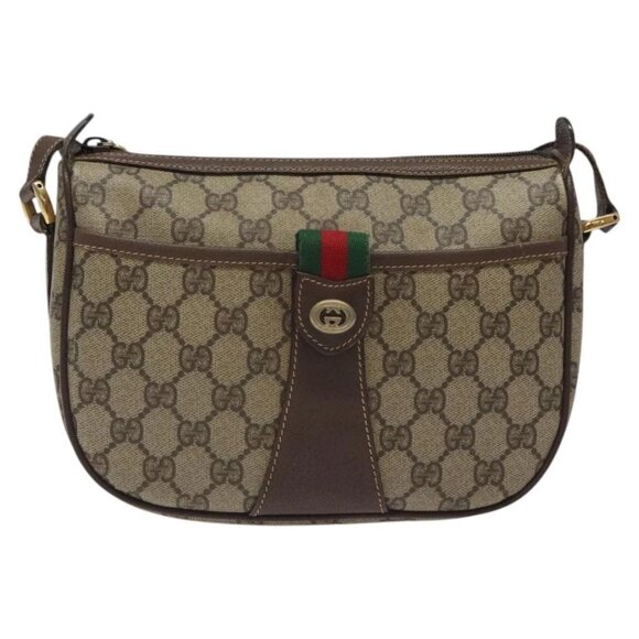 GUCCI GG Supreme Web Sherry Line Bag PVC Beige Gold 89 02 032 Auth th5867 - Picture 2 of 16